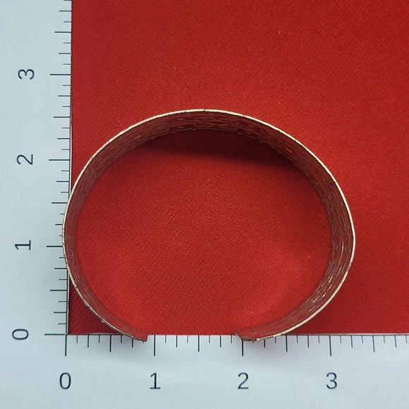 VTG Silver Copper Tone Metal Etched Flowers Cuff Bracelet - Picture 10 of 10